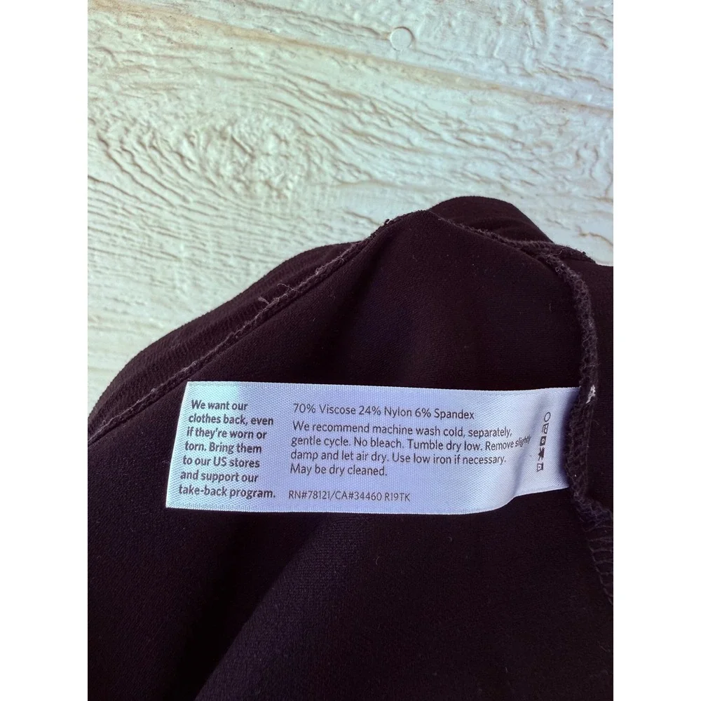 Eileen Fisher Black Viscose Stretch Ponte Straight Leg Pull On Pants Size XL